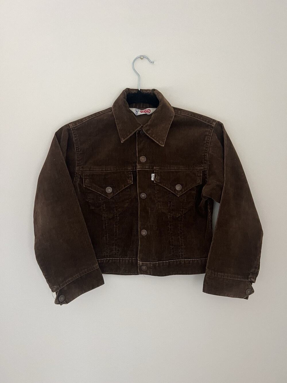 1970s Levi’s Kids Brown Corduroy Trucker Jacket Youth Size 10 Western Retro fit